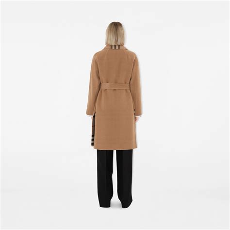 Reversible Check Wool Coat in Archive beige